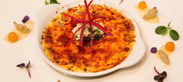 La Crème brûlée au vacherin fribourgeois AOP en duxelles de champignons des bois 