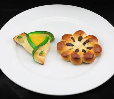 Fleur "banane-choc" et Triangle à la mangue