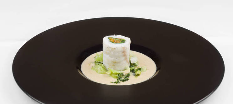 Paupiette de Sandre du lac de la Gruyère aux chanterelles d'automne et Pak-Choï